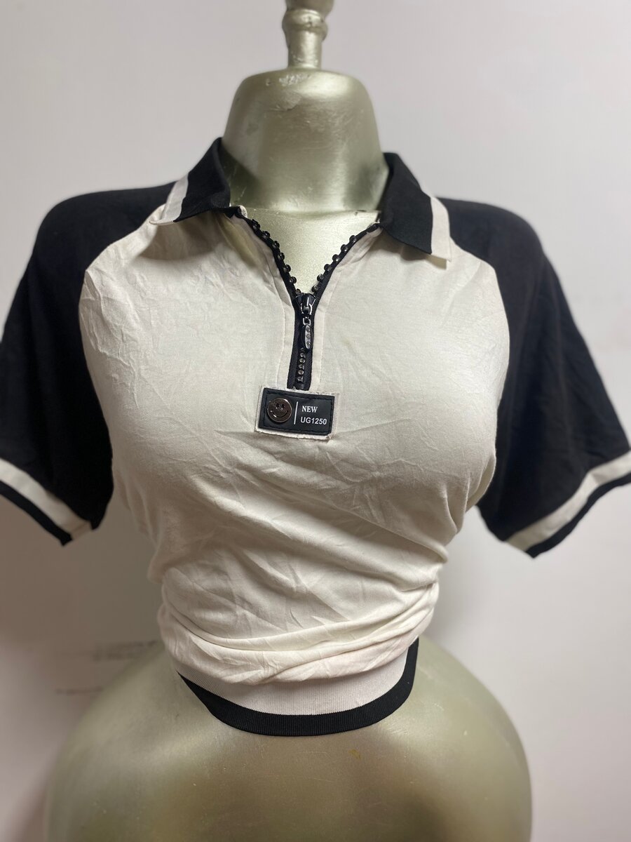 T-shirt zippée bicolore femme