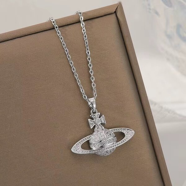 Collier Pendentif Planète Argent