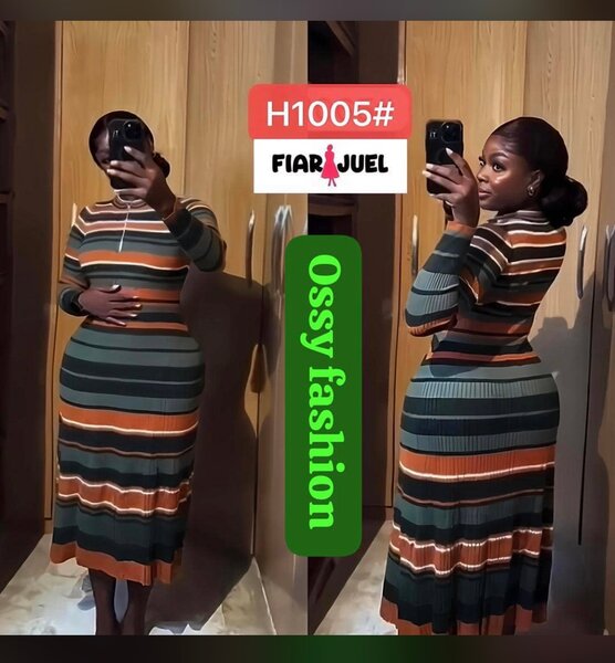 Robe longue rayée chic