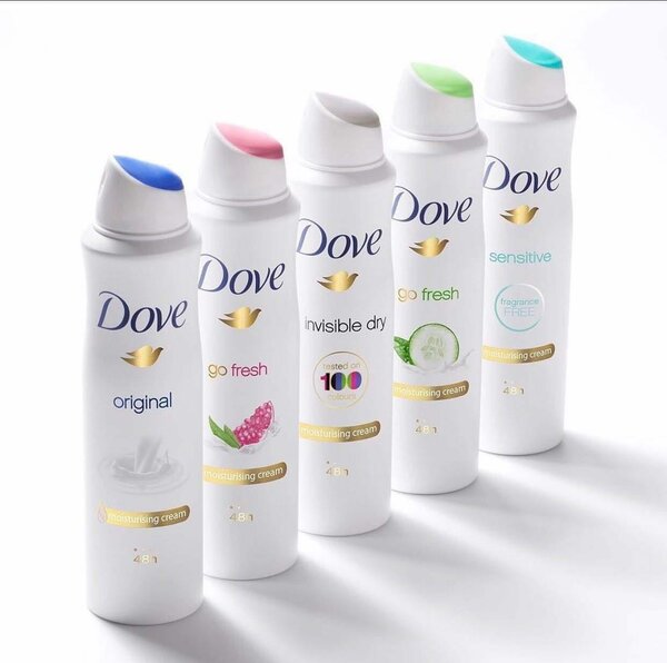 Irish spring shower gel, dove sure spray