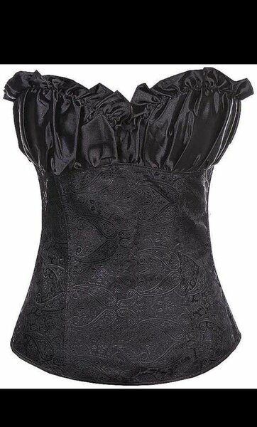 Corset noir en satin avec dentelle