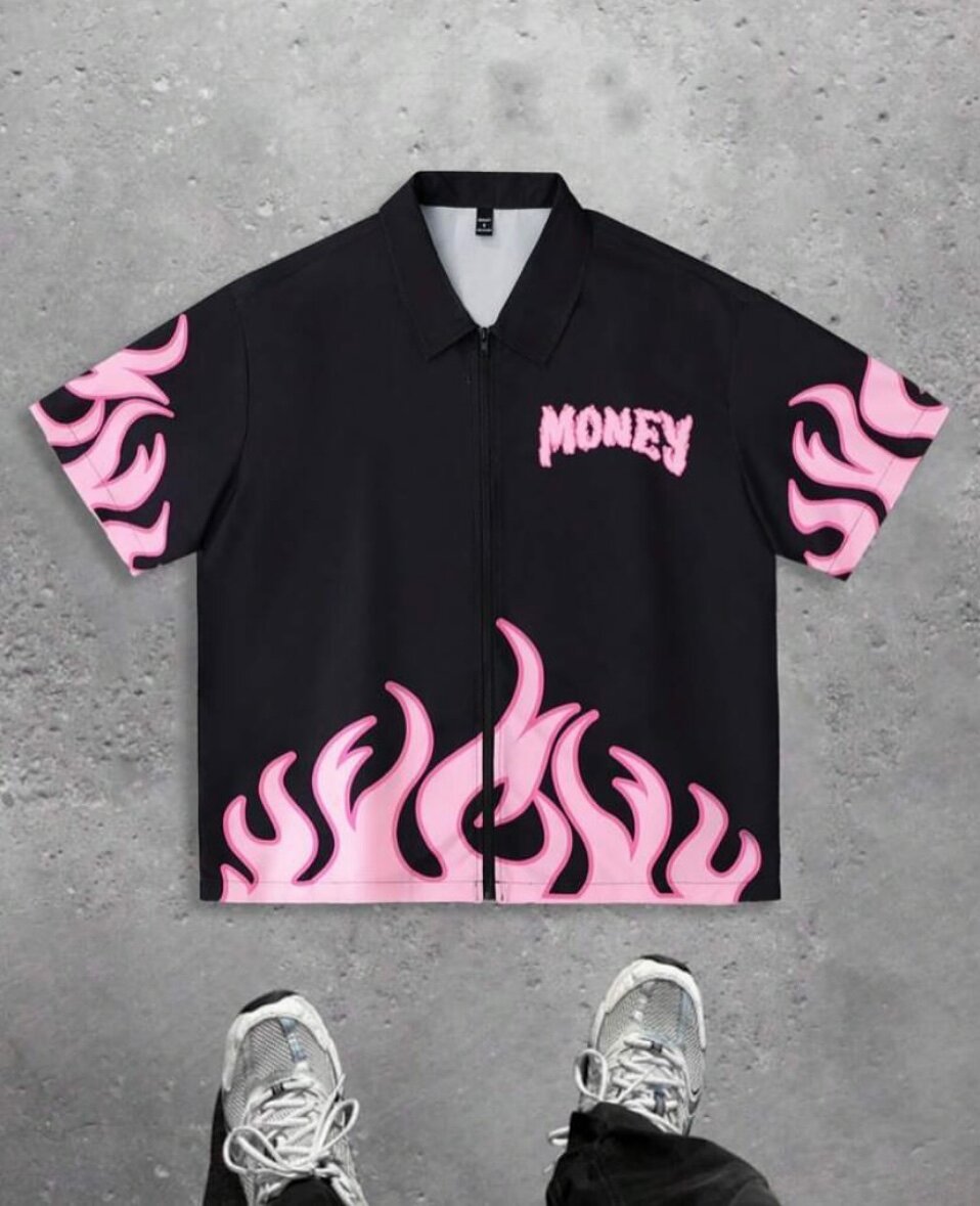 Chemise à motif flammes