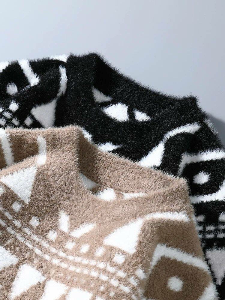 Pull en laine motif géométrique