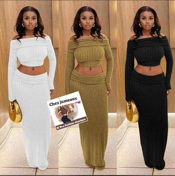 Tenue deux pièces côtelée chic