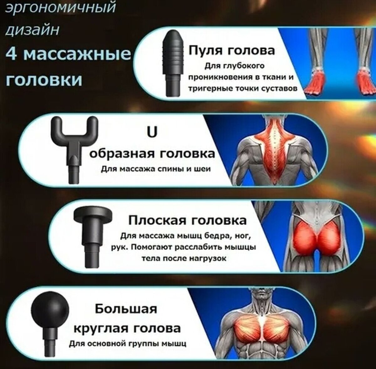 Массажер FASCIAL GUN KH-740 Перкуссионный массажер /Ударный мышечный