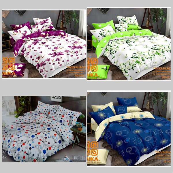 Ensemble drap de 3 places (2 draps et deux taies d'oreillers