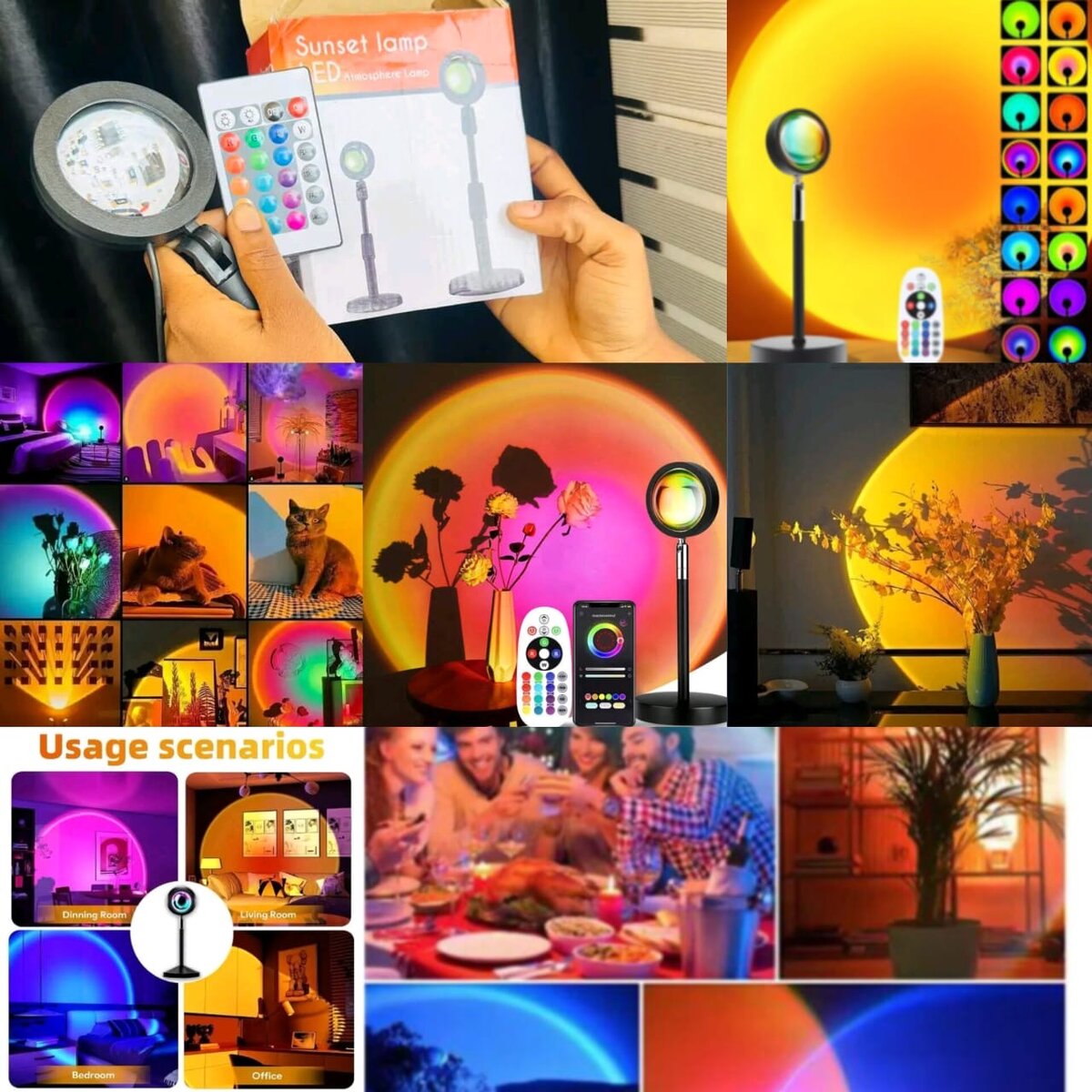 Lampe Coucher de Soleil Moderne Multicolore