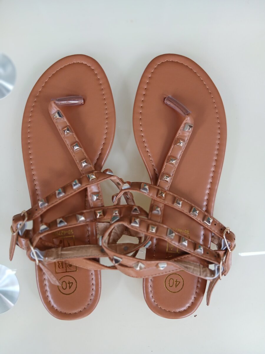 Women Leather Gladiator Sandals Flat