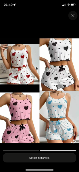 Pyjama d'été avec cœurs