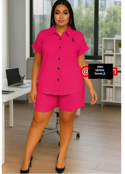 Ensemble chemisier short rose