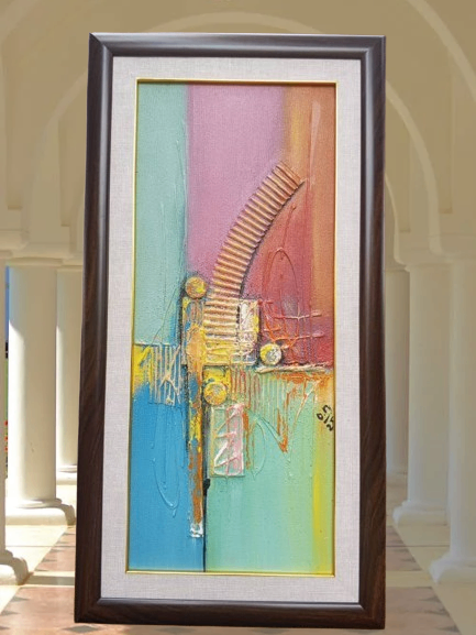 Peinture abstraite colorée encadrée