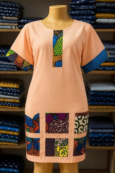 Robe en tissu mélange Pagne