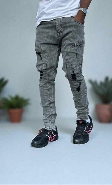 Jean cargo gris décontracté