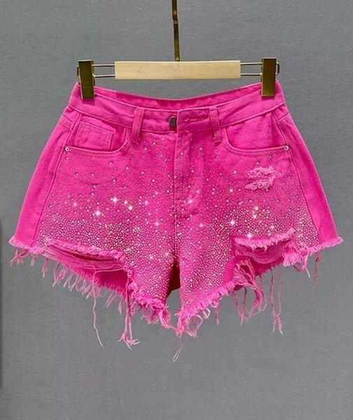 Short en jeans rose