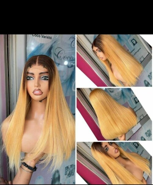 Perruque lisse ombrée blonde