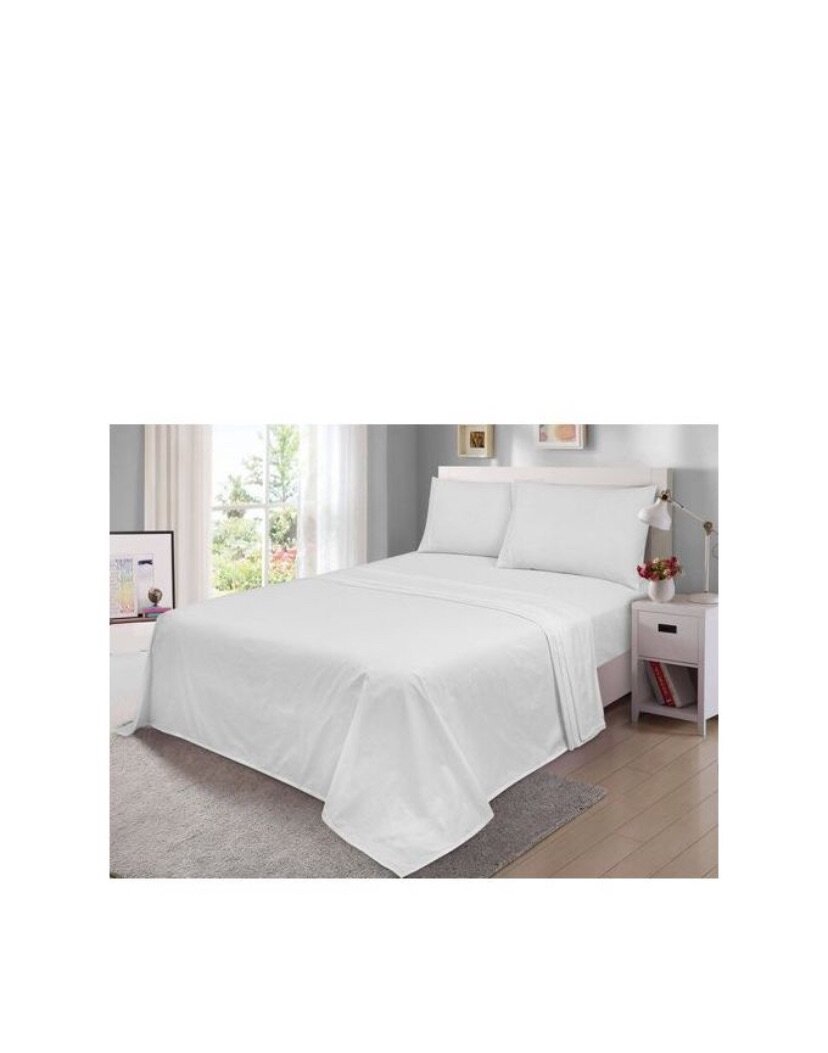 4 Piece King Size Bedsheet Set - White