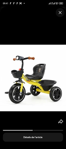 Tricycle Enfant Jaune Robuste