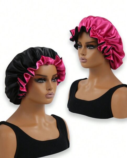 Bonnet En satin Noir/Rose