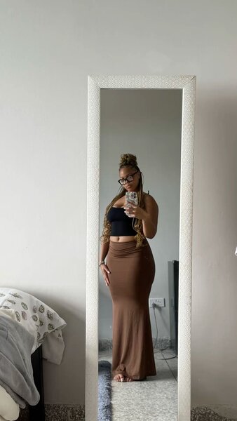 Jupe longue élégante marron