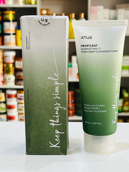 Anua foaming wash, moisturizing lotion and cleansing oil.