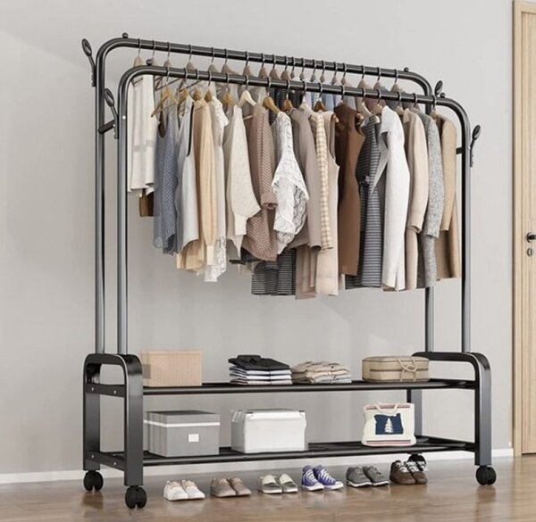 Cloth rack with shoe rack
