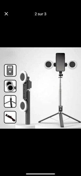 Trépied Selfie avec Anneaux LED