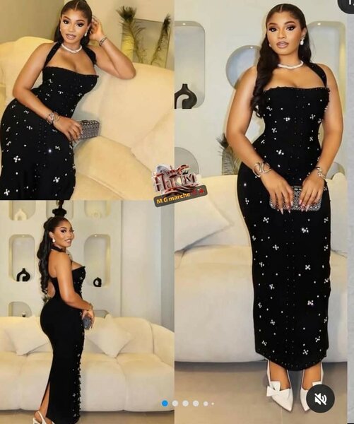 Robe Noire Élégante Brodée