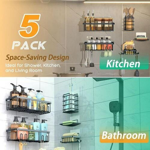 Étagères Murales de Douche 5 Pièces