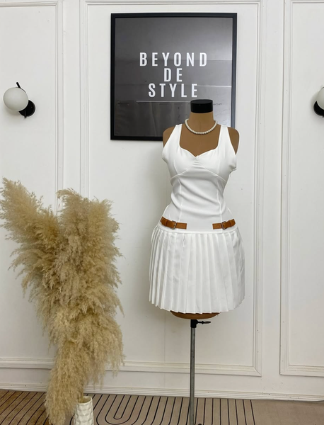 SWEET GIRL PLEATED MINI DRESS.