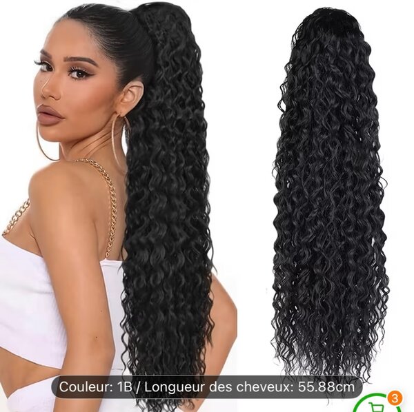 Postiche noir bouclé