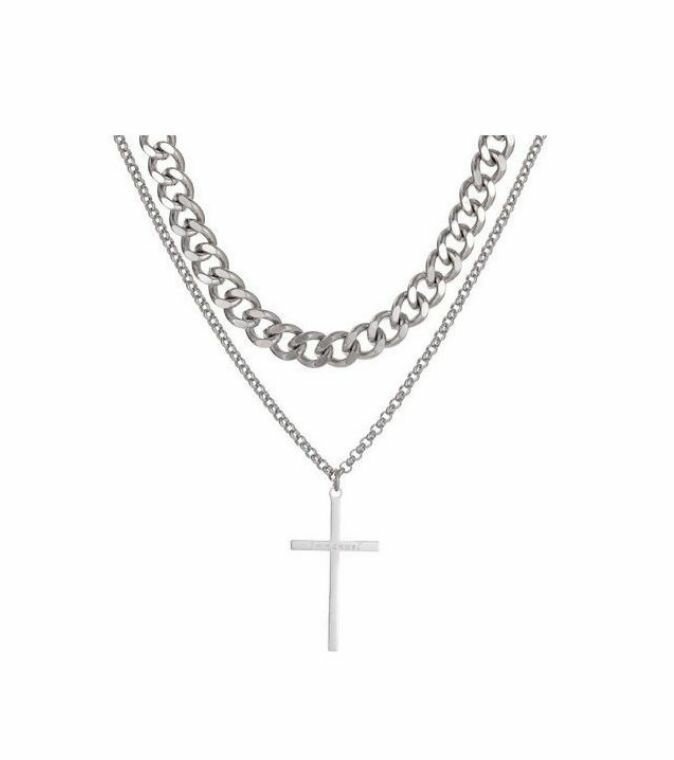 Collier en acier inoxydable croix