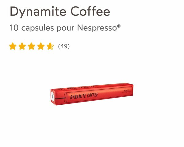 Dynamite Coffee 10 capsules pour Nespresso