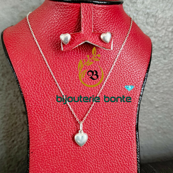Parure Bijoux Cœur Argenté