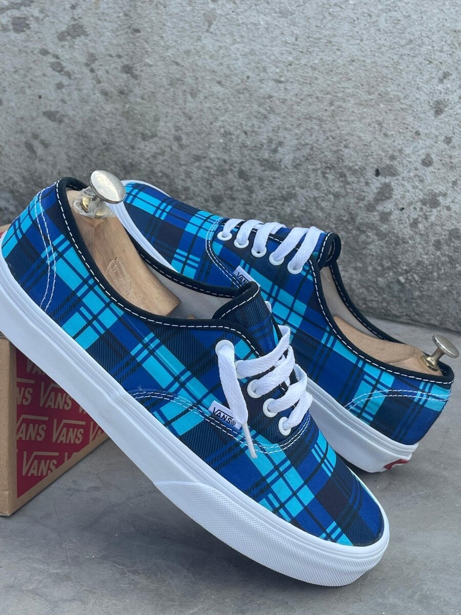 Baskets Vans à carreaux bleus