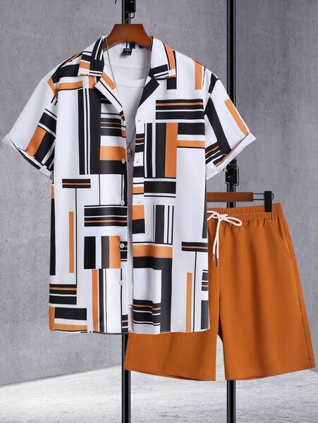 Ensemble homme chemise et short orange