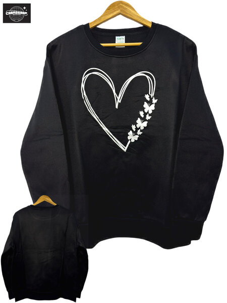 Sweat-shirt cœur floral