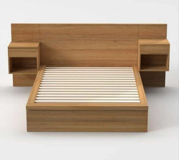 Lit en bois avec rangements intégrés