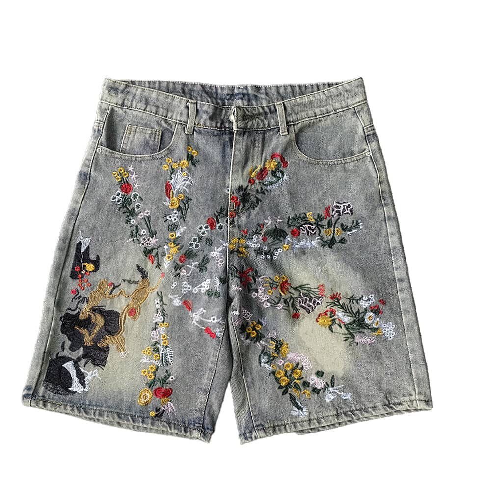 Short en jean brodé homme