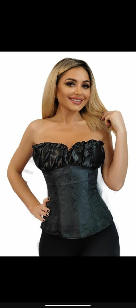 Corset noir en satin avec dentelle
