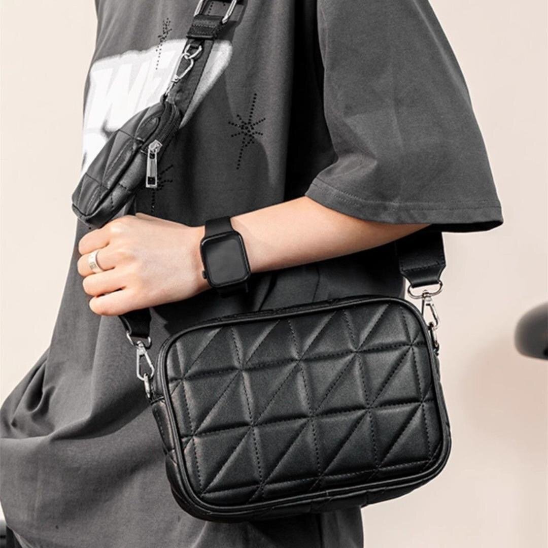 Sac bandoulière noir matelassé