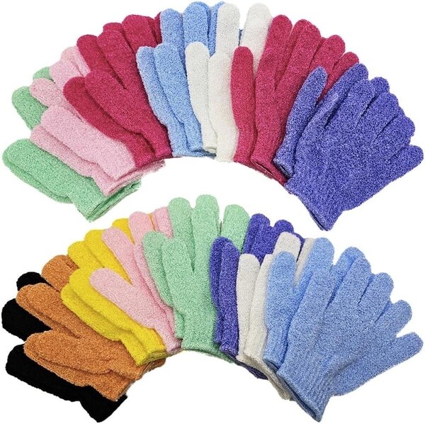 Gants exfoliants colorés douche