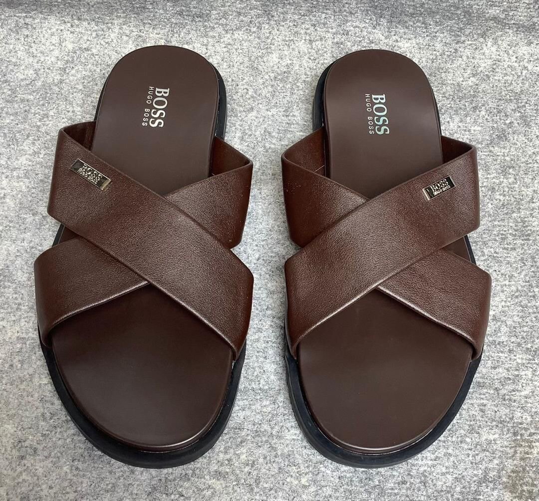 Sandales BOSS en cuir marron