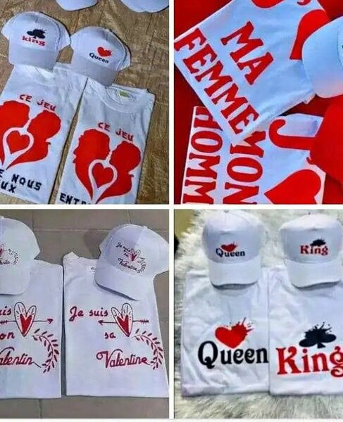 Ensemble T-Shirt Couple Personnalisé Saint-Valentin