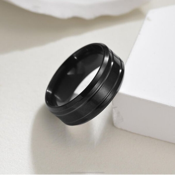 Bague Homme Noir 8mm
