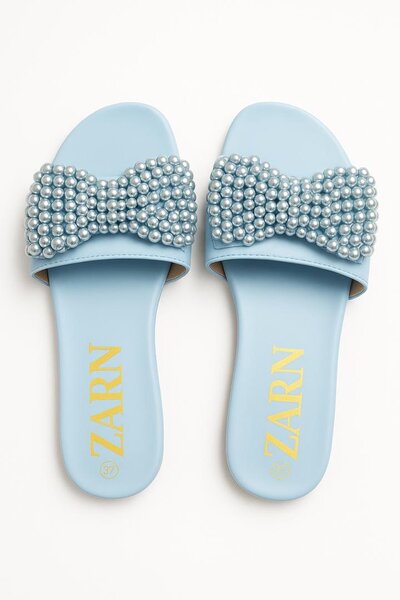 Sandales bleues à perles