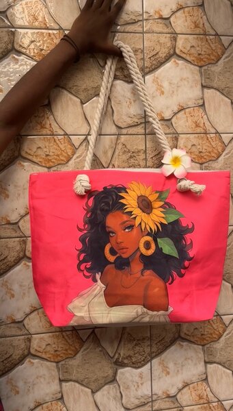 Sac cabas femme en toile rose