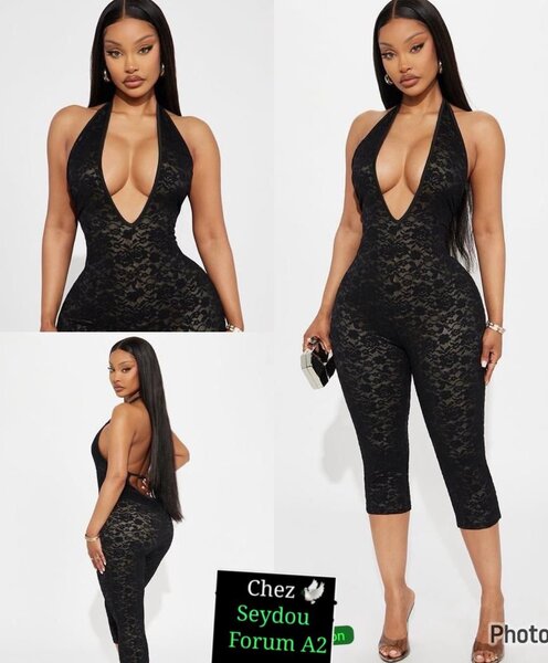 Combinaison noire en dentelle pour femmes