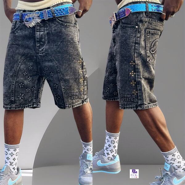 Shorts en jean décontractés strass