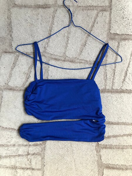 Top asymétrique bleu femme