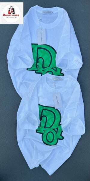 T-shirt blanc à motif vert
